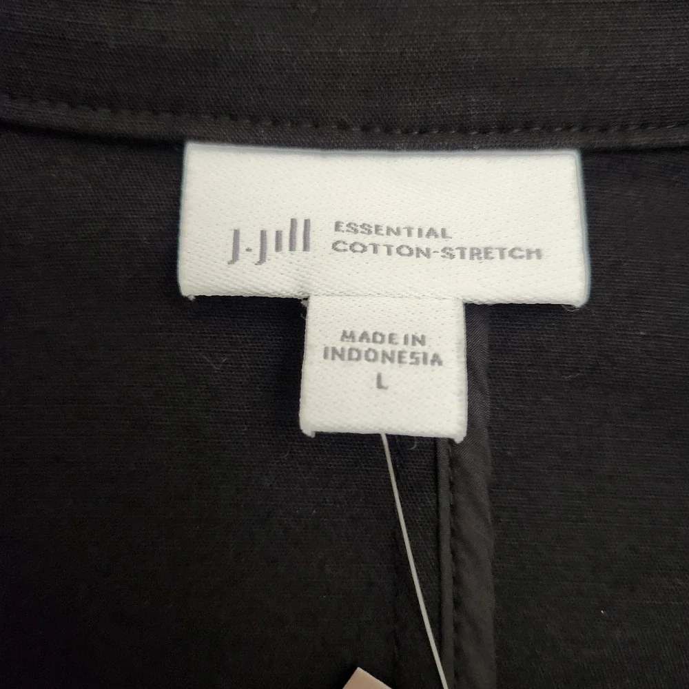 J. Jill Large Essential Cotton-Stretch Blazer Black Button Jacket Corporate